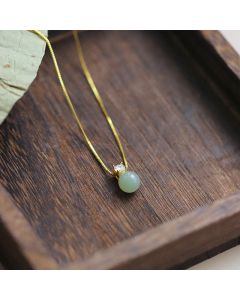 Buddha Stones Lucky Bead Jade Prosperity Chain Necklace Pendant - Jade (Pendant Size Approx. 0.39 in / 10 mm)