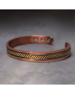 Buddha Stones Magnetic Copper Balance Adjustable Cuff Bracelet Bangle Ring - Set (Ring&Bracelet)