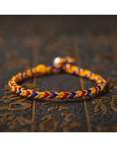Buddha Stones "May you be good fortune and success" Lucky Multicolored Bracelet - Orange Red Dark Green / 19cm