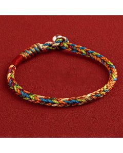 Buddha Stones "May you be healthy and happy" Lucky Multicolored Bracelet - 19cm / 925 Silver Buckle