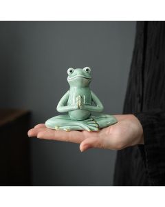 Buddha Stones Meditating Ceramic Zen Frog Statue Decoration - Frog / White