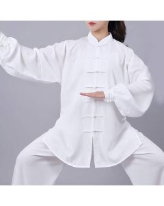 Buddha Stones Meditation Zen Prayer Spiritual Tai Chi Qigong Practice Unisex Embroidery Clothing Set - White Long Sleeve / US13-14Y，UK/AU13-14Y，EU13-14Y (XS)