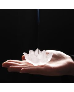 Buddha Stones Mini Lotus Liuli Crystal Healing Meditation Stick Incense Burner - White Lotus 6.5*3cm