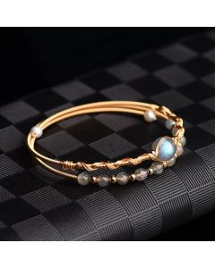 Buddha Stones Moonstone Healing Love Bracelet Bangle - Moonstone(Love♥Calm)