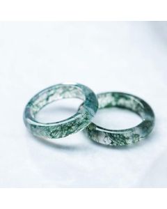 Buddha Stones Moss Agate Healing Balance Ring - 22mm