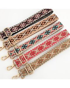 Buddha Stones Multicolor Embroidered Shoulder Bag Straps - Rose Red Light Blue