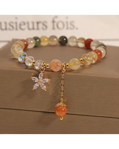 Buddha Stones Multicolored Rutilated Quartz Auspiciousness Zircon Flower Bracelet - Rutilated Quartz(Auspiciousness♥Courage)