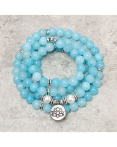 Buddha Stones Natural Amazonite Stone Healing Lotus Mala Bracelet - 8mm(Natural Amazonite, Color May Vary)