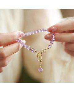 Buddha Stones Natural Amethyst Crystal Relieves Stress Bracelet - Amethyst (Spiritual Awareness ♥ Inner Peace)
