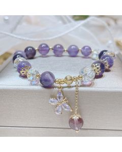 Buddha Stones Natural Amethyst Crystal Spiritual Butterfly Charm Bracelet - Amethyst (Spiritual Awareness ♥ Inner Peace)