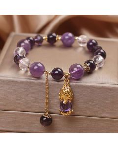 Buddha Stones  Natural Amethyst PiXiu Healing Bracelet - Amethyst