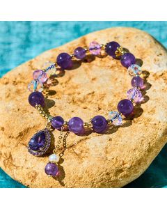 Natural Amethyst Zircon Love Heart Healing Soul Charm Bracelet - Amethyst(Spiritual Awareness♥Inner Peace)