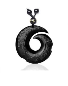 Buddha Stones Natural Black Obsidian Ice Obsidian Strength Necklace Pendant - Ice Obsidian