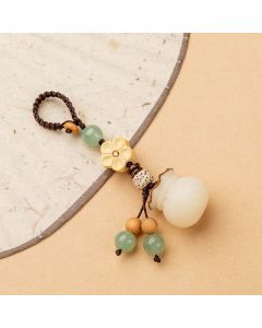 Buddha Stones Natural Bodhi Seed Money Bag Flower Blessing Prosperity Keychain - Simple Money Bag