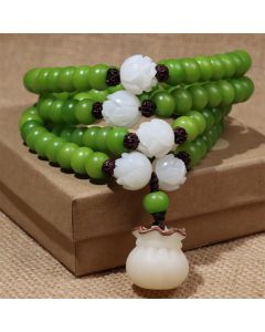 Buddha Stones Natural Bodhi Seed 108 Beads Mala Wisdom Bracelet - 7mm*9mm / #2