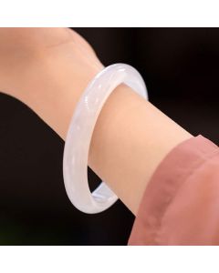 Buddha Stones Natural Chalcedony Harmony Positive Bracelet Bangle - Purple / 64mm
