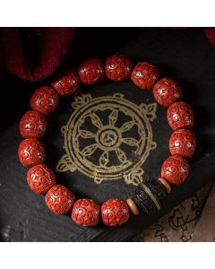 Buddha Stones Natural Cinnabar Ebony Calm Blessing Bracelet - Cinnabar