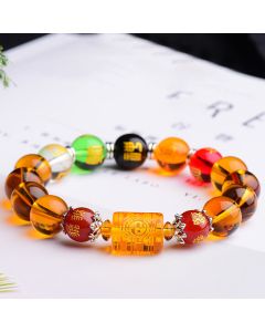Buddha Stones Natural Citrine Fortune Happiness Bracelet - Male-12mm