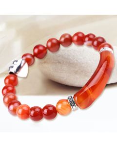 Natural Crystal Beads Unisex Heart Bracelet - Golden Silk Jade