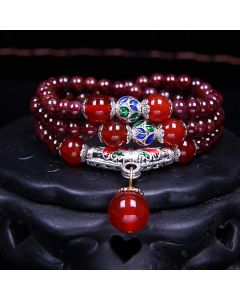 Buddha Stones Natural Garnet Red Agate Blessing Healing Bracelet Necklace Pendant - 6mm Garnet&Red Agate