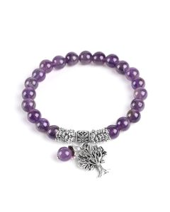Buddha Stones Natural Gemstone Tree of Life Lucky Charm Stretch Bracelet - Green Aventurine