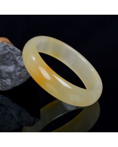 Buddha Stones Natural Golden Silk Jade Luck Wealth Bracelet Bangle - 62mm