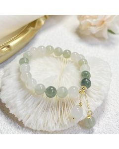 Buddha Stones Natural Gradient Jade Abundance Luck Bead Charm Bracelet - Jade(Prosperity♥Abundance)