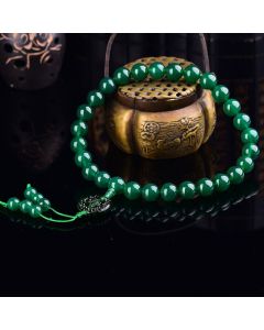 Buddha Stones Natural Green Agate Wrist Mala Manifestation Pocket Mala Car Decoration - 14mm / 36 Beads