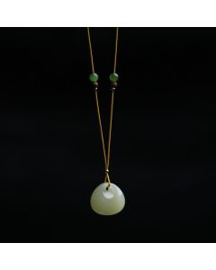 Natural Hetian Jade Small Bag Pattern Prosperity String Necklace Pendant - Hetian Jade 22.5*20.3*10.5mm