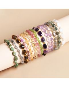 Buddha Stones Natural Irregular Shape Stone Crystal Meditation Balance Bracelet - Random Shape Black Glitter Stone
