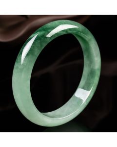 Buddha Stones Natural Jade Fortune Blessing Bangle Bracelet - 63-64mm