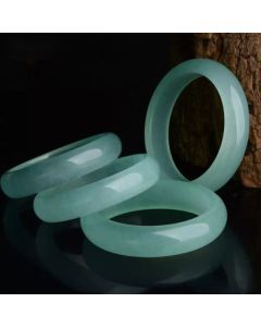 Buddha Stones Natural Jade Luck Healing Prosperity Bangle Bracelet - LightCyan / 60-62mm