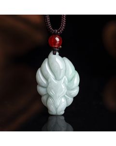 Buddha Stones Natural Jade Nine Tailed Fox Luck Prosperity Necklace Pendant - Jade (Prosperity ♥ Abundance)