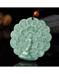 Natural Jade Peacock Luck Prosperity Necklace Pendant - Jade (Prosperity ♥ Abundance)