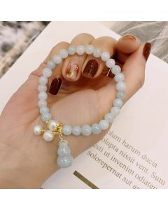 Buddha Stones Natural Jade Pearl Gourd Prosperity Luck Bracelet - Jade(Prosperity♥Abundance)