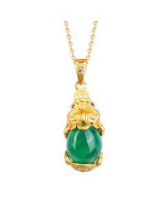 Buddha Stones Natural Jade PiXiu Balance Necklace - 30*12mm