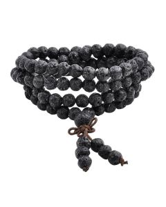 Buddha Stones Natural Lava Rock 108 Beads Protection Bracelet - Lava Rock
