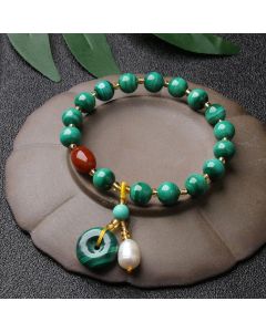 Natural Malachite Red Agate Bead Protection Charm Bracelet - Malachite Red Agate Bracelet