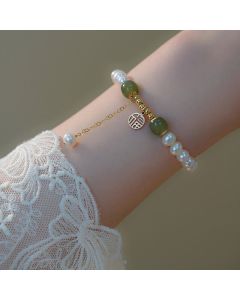 Buddha Stones Natural Pearl Hetian Jade Happiness Wisdom Bead Bracelet - Pearl(Healing♥Wisdom)