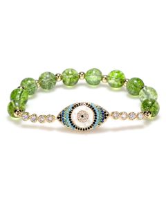 Buddha Stones Natural Peridot Evil Eye Abundance Bracelet - Peridot(Wrist Circumference: 15-16cm)