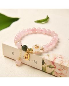 Buddha Stones Natural Pink Crystal Jade Flower Warm Love Bracelet - Pink Crystal (Soothing ♥ Warmth)