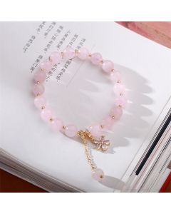 Buddha Stones Natural Pink Crystal Plum Blossom Love Bracelet - Pink Crystal(Soothing♥Warmth)