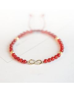 Natural Red Agate Endless Knot Four Leaf Clover Star Confidence String Bracelet - Star