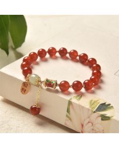 Buddha Stones Natural Red Agate Jade Confidence Fortune Blessing Charm Bracelet - Red Agate(Confidence♥Calm)