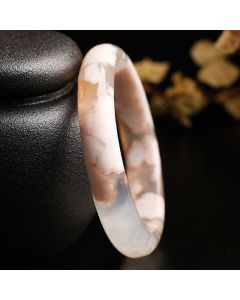Natural Sakura Agate Peace Bracelet Bangle - 62mm