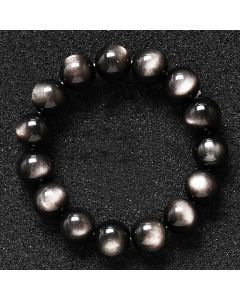 Buddha Stones Natural Silver Sheen Obsidian Soothing Protection Bracelet - 20mm