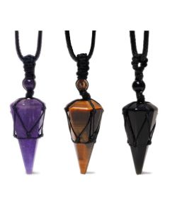 Buddha Stones Natural Stone Pointed Pendant Necklace - White Crystal