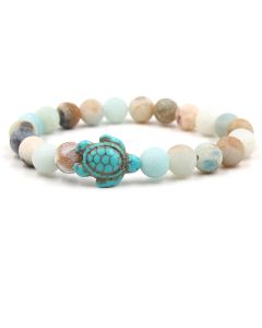 Buddha Stones Natural Stone Sea Turtle Turquoise Blessing Bracelet - Picasso Jasper