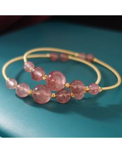 Buddha Stones Natural Strawberry Quartz Love Healing Bracelet Bangle - Strawberry Quartz