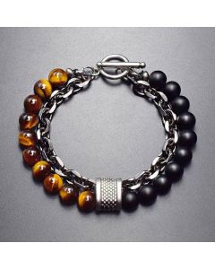 Buddha Stones Natural Tiger Eye Lazurite Lapis Lazuli Protection Bracelet - Red Tiger'eye
